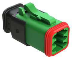 AMPHENOL SINE/TUCHEL AT06-6S-SR01GRN Automotive Connector Housing, Green, AT Series, Plug, 6 Positions
