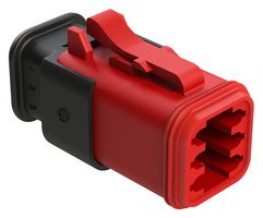 AMPHENOL SINE/TUCHEL AT06-6S-SR01RED Automotive Connector Housing, Red, AT Series, Plug, 6 Positions