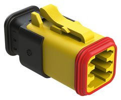 AMPHENOL SINE/TUCHEL AT06-6S-SR02YEL Automotive Connector Housing, Yellow, AT Series, Plug, 6 Positions