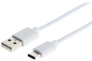 PRO SIGNAL PSG91488 USB Cable, Type A Plug to Type C Plug, 3 m, 9.8 ft, USB 2.0, White, E-Marked Cable