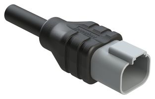 AMPHENOL SINE/TUCHEL AT04GY-4P-N-TPE-M1 Cable Assembly, Plug to Free End, 3.3 ft, 1 m, Black, AT Series