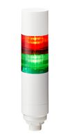 PATLITE (U.S.A.) LR6-202WCBW-RG+FB295 Signal Tower, Flashing, 2 Tiers, Green/Red, M12 Connector, 24 VDC, 4 Tone, 88dB, IP67, IP69K, 2.362"