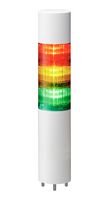 PATLITE (U.S.A.) LR6-302WMBW-RYG+FB295 Signal Tower, Flashing, 3 Tiers, Green/Red/Yellow, M12 Connector, 24 VDC, 4 Tone, 88 dB, 2.362"