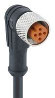 LUTRONIC 1205 05 302 5M Sensor Cable, A Coded, 90° M12 Receptacle, Free End, 5 Positions, 5 m, 16.4 ft, M12 Series
