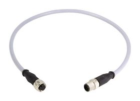 HARTING 21348485882010 Sensor Cable, A-Code, Gray, M12 Plug, M12 Receptacle, 8 Positions, 1 m, 3.3 ft