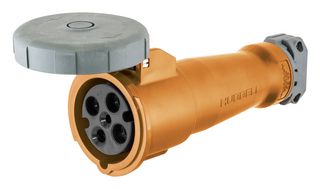 HUBBELL WIRING DEVICES HBLS4100C12W Power Entry Connector, 100 A, 250 V, Cable Mount, Socket, 3P+E / 3P4W, Orange