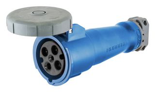 HUBBELL WIRING DEVICES HBLS4100C9W Power Entry Connector, 100 A, 250 V, Cable Mount, Socket, 3P+E / 3P4W, Blue