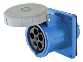 HUBBELL WIRING DEVICES HBLS5100R9W Power Entry Connector, 100 A, 208 V, Panel Mount, Socket, 4P+E / 4P5W, Blue