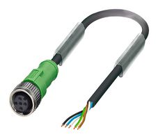 PHOENIX CONTACT 1669822 Sensor Cable, M12 Receptacle, Free End, 5 Positions, 1.5 m, 4.9 ft