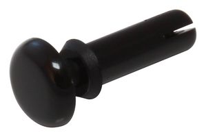 ESSENTRA COMPONENTS SR 2032 B Rivet, Snap, Black, Nylon, 2.2 mm Hole Dia, 1.3 mm - 2 mm Grip, 4.2 mm Dia, 1.2 mm Depth