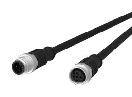 METZ CONNECT 142MCA12050 Sensor Cable, A Coded, IP67, M12 Plug, M12 Receptacle, 4 Positions, 5 m, 16.4 ft
