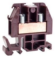 SQUARE D BY SCHNEIDER ELECTRIC 9080GRN6 DIN Rail Mount Terminal Block, Brown, 2 Positions, 22 AWG, 8 AWG, Screw, 60 A