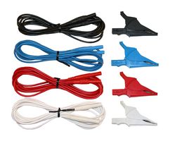 AEMC INSTRUMENTS 2140.64 Test Lead Set, w/Alligator Clip, Banana Jack, Shrouded, 1 kV, Black, Blue, Red, White, 3 m