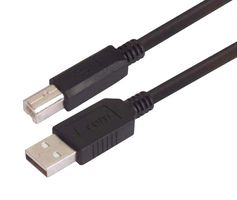 L-COM CAUABHFX-1M Cable USB, Tipo A Macho a Tipo B Macho, 1 m, 3.3 ft, USB 2.0, Negro