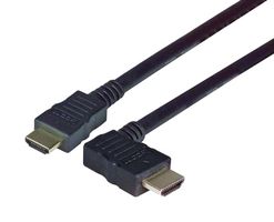 L-COM HDRA2-5 Audio / Video Cable Assembly, 90° HDMI Plug, HDMI Plug, 16.4 ft, 5 m, Black, HDRA2 Series