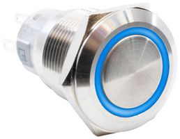 E-SWITCH PV4F2B0SS-344 Vandal Resistant Switch, 12V LED, PV4 Series, 0.75 ", SPDT, On-(On), Round Flat, Natural