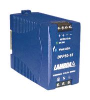 TDK-LAMBDA DPP50-15 AC/DC DIN Rail Power Supply (PSU), 1 Output, 50 W, 15 VDC, 3.4 A