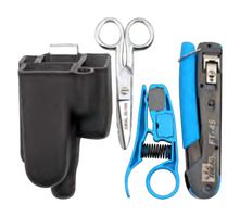 IDEAL 33-507 Feed-Thru RJ45 Installation Hip Kit, Scissors, Modular Plug Crimping Tool, Cable Stripper, Pouch