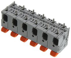 WAGO 2606-1356 Wire-To-Board Terminal Block, 12.5 mm, 6 Positions, 24 AWG, 8 AWG, 6 mm², Push In Lock