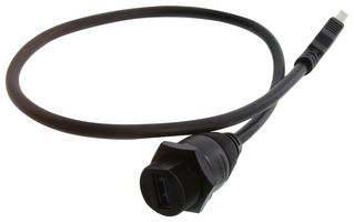 L-COM U3A00018-05M USB Cable, Type A Plug to Type A Receptacle, 500 mm, 19.7 ", USB 3.0, Black