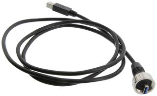 L-COM U3A00022-105M USB Cable, Type A Plug to Type B Plug, 1.5 m, 4.9 ft, USB 3.0, Black