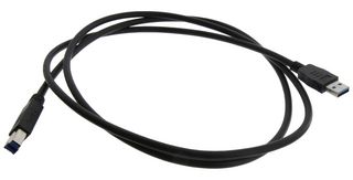 L-COM U3A00029-105M USB Cable, Type A Plug to Type B Plug, 1.5 m, 4.9 ft, USB 3.0, Black