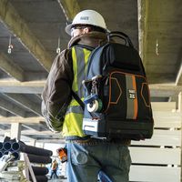 KLEIN TOOLS 62201MB Electrician Backpack, 32 Pockets, 14.5" W x 10" D x 20.5" H, 1680d Ballistic Weave, MODbox Series