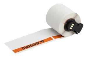 BRADY M6-38-595-WARNING Label, Thermal Transfer Printable, 48.26 mm, 101.6 mm, Vinyl, Warning