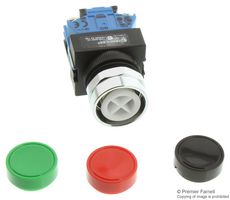 IDEC ABW210-BGR Industrial Pushbutton Switch, TW Series, 22.3 mm, SPST-NO, Momentary, Round, Black, Green, Red