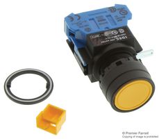 IDEC HW1B-M1F10-Y Industrial Pushbutton Switch, HW Series, 22.3 mm, SPST-NO, Momentary, Round, Yellow