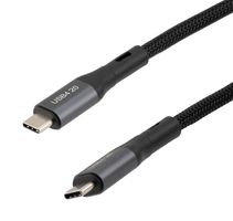 L-COM CAU4CC-20M-3M USB Cable, Type C Plug to Type C Plug, 3 m, 9.8 ft, USB 4.0, Black