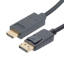 L-COM DPHDMI-MM-F-1M Audio / Video Cable Assembly, DisplayPort Plug, HDMI Plug, 3.3 ft, 1 m, Black, DPHDMI-MM-F Series