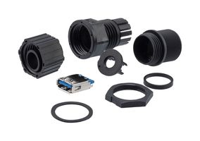 L-COM WPUSBCN-A-3 Conector USB Sellado, USB Tipo A, USB 3.0, Receptáculo eléctrico, 9 Posiciones, Montaje en Panel