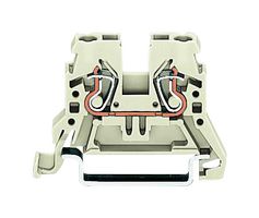 WAGO 870-909 DIN Rail Mount Terminal Block, 2 Positions, 28 AWG, 12 AWG, 2.5 mm², Push In, 22 A