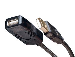 EATON TRIPP LITE U026-20M USB Cable, Type A Plug to Type A Receptacle, 20 m, 65 ft, USB 2.0, Black