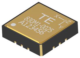 TE CONNECTIVITY 830M1-0025 (20011422-00) Piezoelectric Accelerometer, ±25 g, 50 mV/g, 3 Axes, 3.3 V to 5.5 V, LCC-12, 830M1 Series