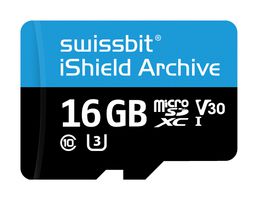 SWISSBIT SFSD016GN1PT1MT-I-5E-07P-SW6 Flash Memory Card, MicroSDHC Card, UHS-I, Class 10, Video Class 30, 16 GB, 3.6 V, -40 °C, 85 °C