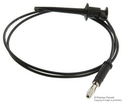 POMONA 4650-24-0 Test Lead, Minigrabber, Miniature Hook Clip to 4mm Banana Plug, Black, 300 Vrms, 5 A, 610 mm
