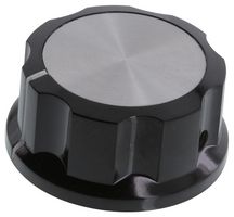 ALCOSWITCH - TE CONNECTIVITY PKES-140B-1/4 Knob, Round Shaft, 6.35 mm, Phenolic, Fluted with Indicator Line, 38.1 mm, Black