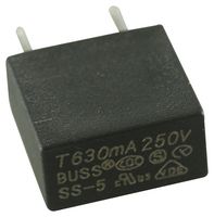 EATON ELECTRONICS SS-5-630MA-BK Fuse, PCB Leaded, 630 mA, 250 V, SS-5 Series, Time Delay, Radial Leaded