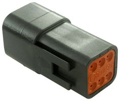 TE CONNECTIVITY - DEUTSCH DT046P-CE02 Automotive Connector Housing, Thin Wall, Black, DT Series, Receptacle, 6 Positions