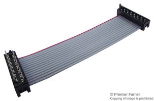 TE CONNECTIVITY 2205120-2 Ribbon Cable, Micro-Match Plug to Micro-Match Board Connector, 20 Positions, 5.9 ", 150 mm