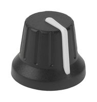 DAVIES MOLDING 1116 Knob, Round Shaft, 6 mm, Thermoplastic Elastomer, Round with Indicator Line, 18.5 mm