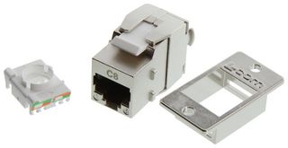 L-COM ECFRJTLC8S-POE Modular Connector, RJ45 Jack, Tool-less w/ PoE++, 1 x 1 (Port), 8P8C, Cat8, Panel Mount