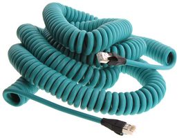 L-COM TRD815SZ-CD-7-42F Ethernet Cable, Coil, Cat5e, RJ45 Plug to RJ45 Plug, FUTP (Foiled Unshielded Twisted Pair), Teal