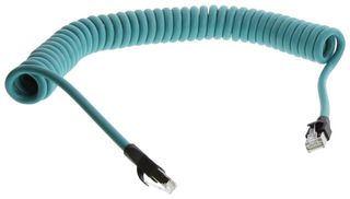 L-COM TRD815SZ-CH-1-6F Ethernet Cable, Coil, Cat5e, RJ45 Plug to RJ45 Plug, FUTP (Foiled Unshielded Twisted Pair), Teal