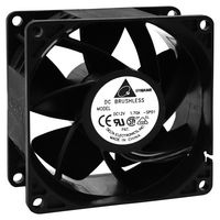 DELTA ELECTRONICS QFR0812SH-F00 DC Axial Fan, 12 V, Square, 80 mm, 25.4 mm, Ball Bearing, 54.57 CFM