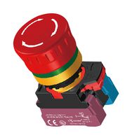 MULTICOMP PRO MP-AP2E-BVE02R Emergency Stop Switch, Red, DPST-NC, Pull/Turn to Reset, Quick Connect, 10 A, 120 V, 24 V