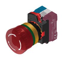 MULTICOMP PRO MP-AP2E-LVE02Q4R Emergency Stop Switch, LED 24V, Red, DPST-NC, Pushlock/Pull & Rotation Release, Quick Connect, 10 A