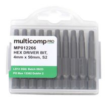 MULTICOMP PRO MP012266 Hex Bit, 10 Pieces of Hex Driver Bits, H4, 50mm, S2